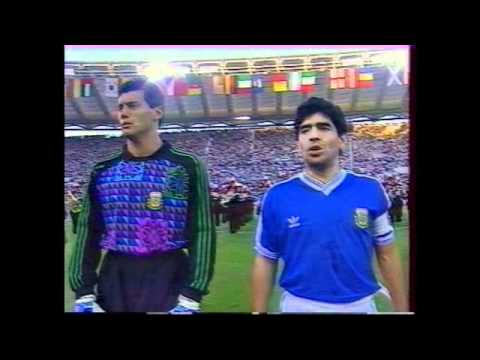 Maradona Cursing Italian Fans in Rome at 1990 WC Final Anthem