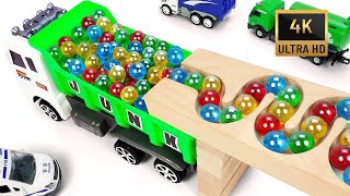 Marble Run Race ☆ HABA Slope, Dump Truck \& Garbage Truck ASMR VIDEO