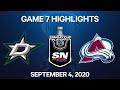 NHL Highlights | 2nd Round, Game 7: Stars vs. Avalanche - Sept 4, 2020