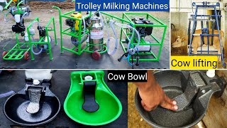 Trolley Type Milking Machine, Cow Water Bowl & Cow Lifting Machine Dairy Farms Equipments Kci