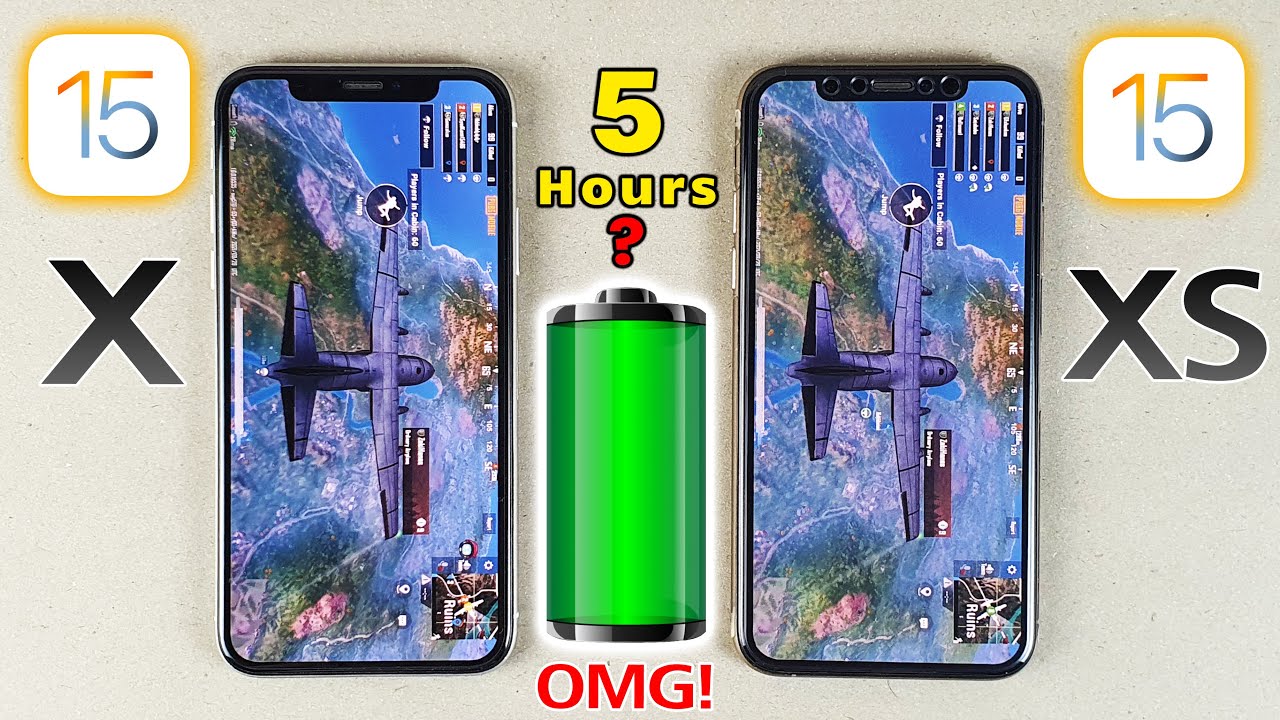 iOS 15 PUBG Battery Drain Test - iPhone X vs iPhone XS Battery Life ...