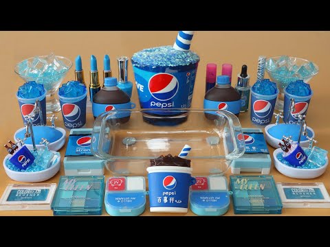 Mixing”<strong>Pepsi</strong>” Eyeshadow and Makeup,parts,glitter Into Slime!Satisfying Slime Video!★ASMR★