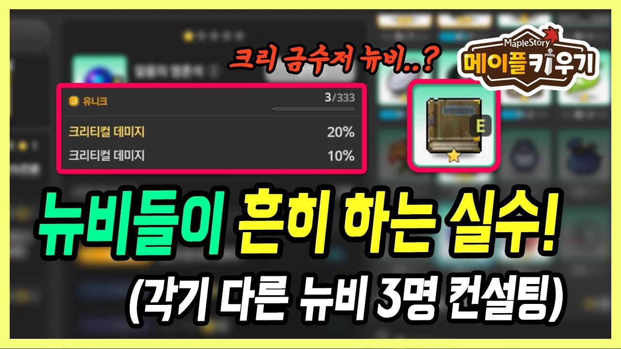 【메이플 키우기】 초보자가 절대 하면 안되는 실수들?! +크리 수저 컨설팅