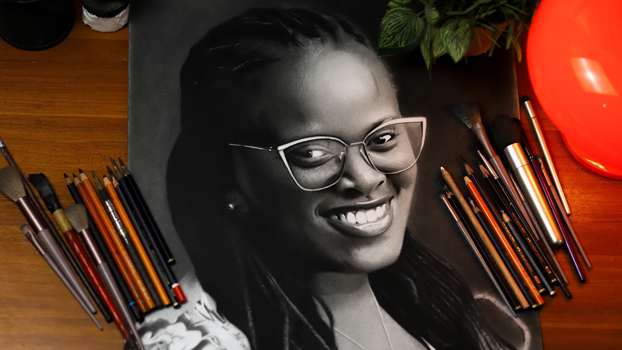 How to draw realistic face with graphite and charcoal pencil - YouTube