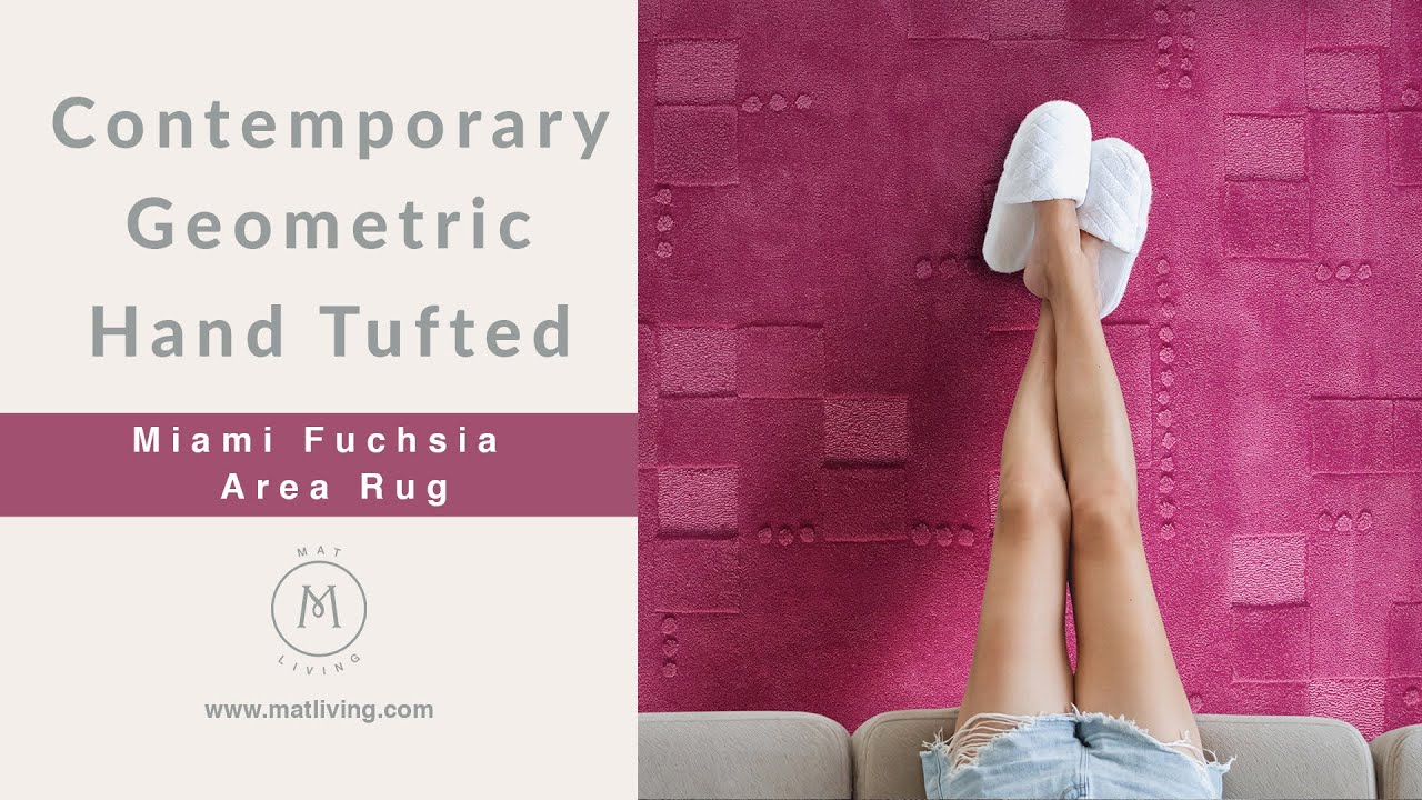 Hand-Tufted Geometric Vinson Miami Fuchsia Area Rug Carpet | Mat Living