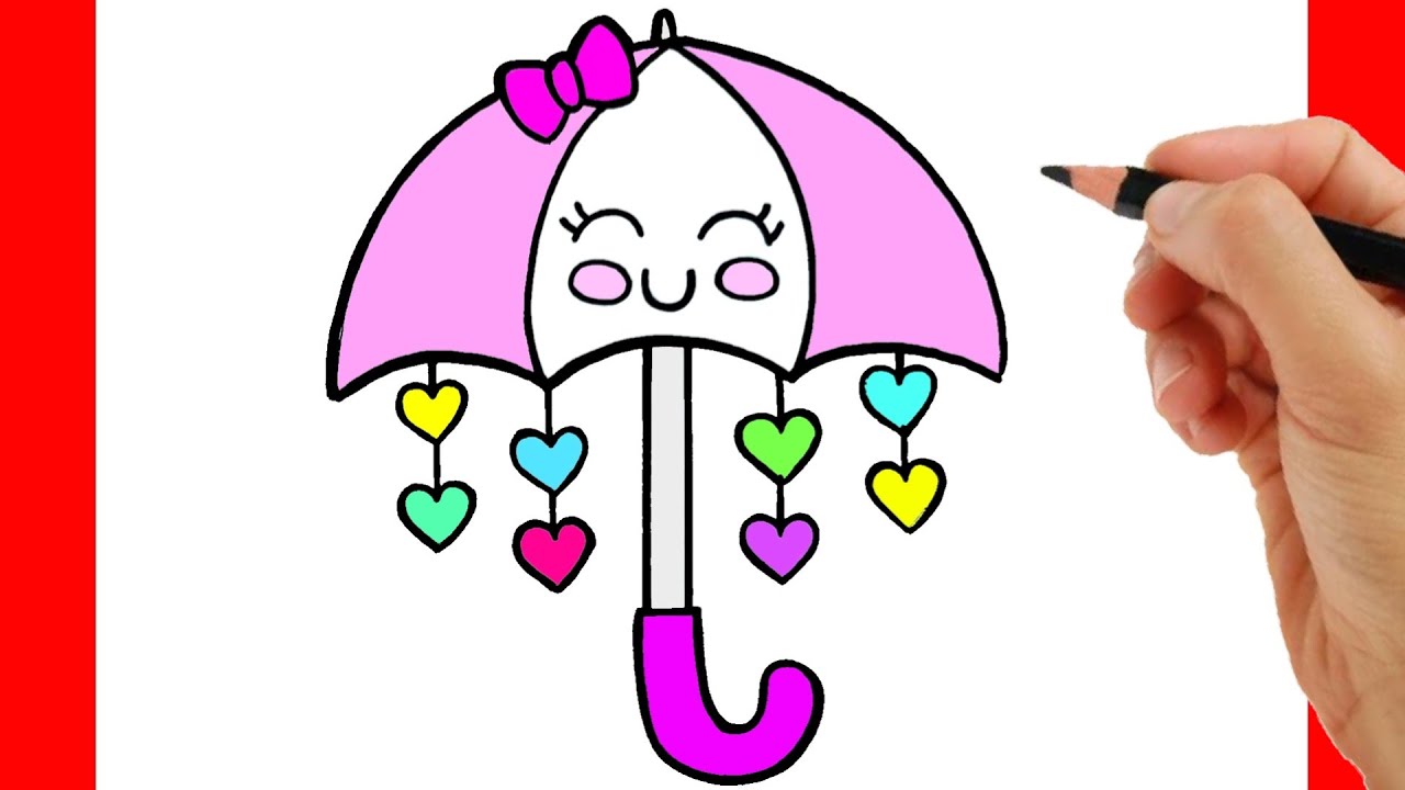 Kunst Zeichnungen - Learn how to draw a cute Umbrella step by step ♥ very  simple tutorial #umbrell..…