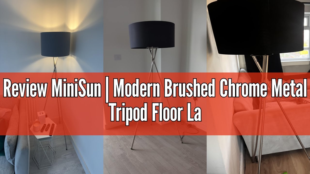 Review MiniSun | Modern Brushed Chrome Metal Tripod Floor Lamp with a Beige Shade | Floor Lamps & To
