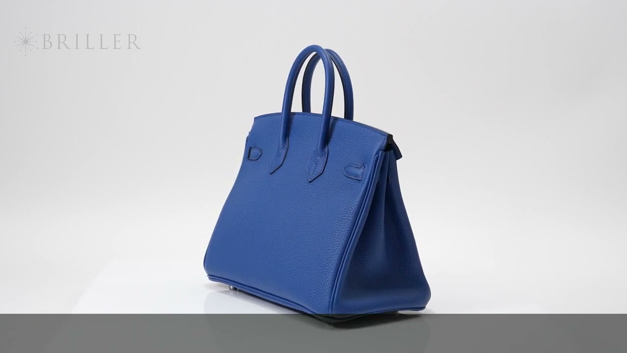 ひー出品！パリ正規品・本物 のトゴ革 BK25ディープブルー HERMES バーキン 25 トゴ ブルーフランス シルバー金具【アウトレット