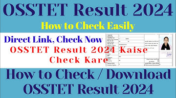 OSSTET Result 2024 !! OSSTET Result 2024 Kaise Download Kare !! How to Check OSSTET Result 2024