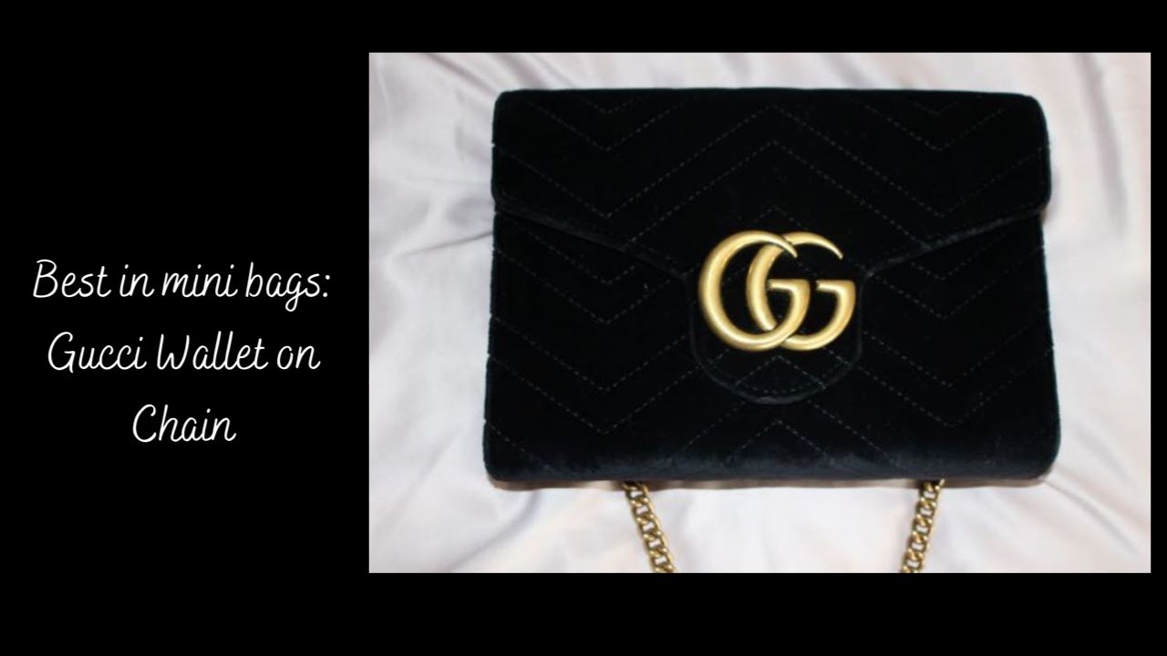 Gucci Velvet Wallet on Chain Handbag Review - YouTube