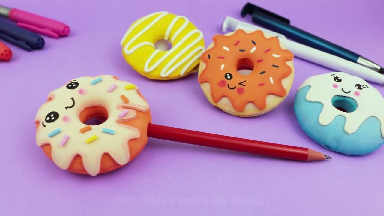 Cómo hacer decoraciones a lápiz / idea de regreso a la escuela /Donuts kawaii Goma de espuma EVA