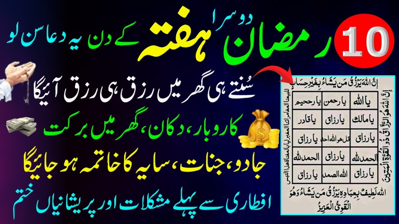 Ajj Ka Din Ya Dua Sunlo Gher M Rizq Hi Rizq Ay Ga Aftari Sy Pehly Mushkil Khatam | Ramzan Ka Wazifa