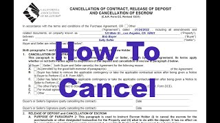 How To Complete The Cancellation of Contract  CAR Form CC
