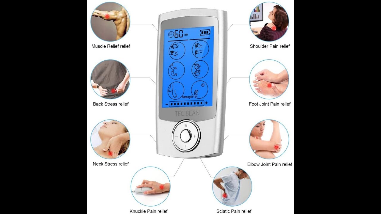 NURSAL TENS Unit Muscle Stimulator with 8 Electrode Pads, Rechargeable  Electronic Pulse Massager for