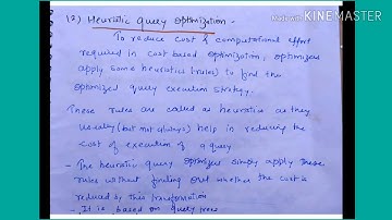 Heuristic query optimization - lecture132/dbms