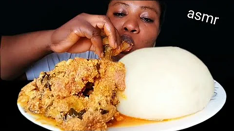 African food mukbang/ Pounded yam with egusi soup with Goat Meat Nigeria food ASMR
