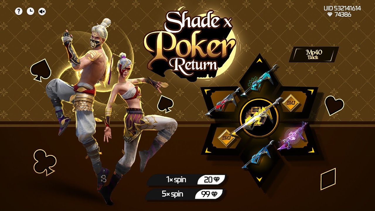Golden Shade X Poker MP40 Return Date | New Event Free Fire Bangladesh Server | Free Fire New Event