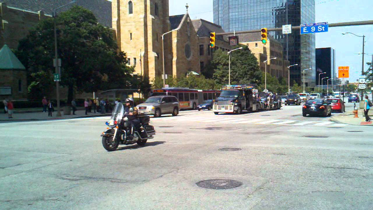 Police escort while filming I, Alex Cross in Cleveland, Ohio