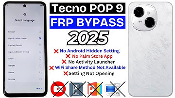Tecno Pop 9 (KL4h) Google/Frp Bypass Without Pc 2025 - WiFi Share Option Not Available - Android 14