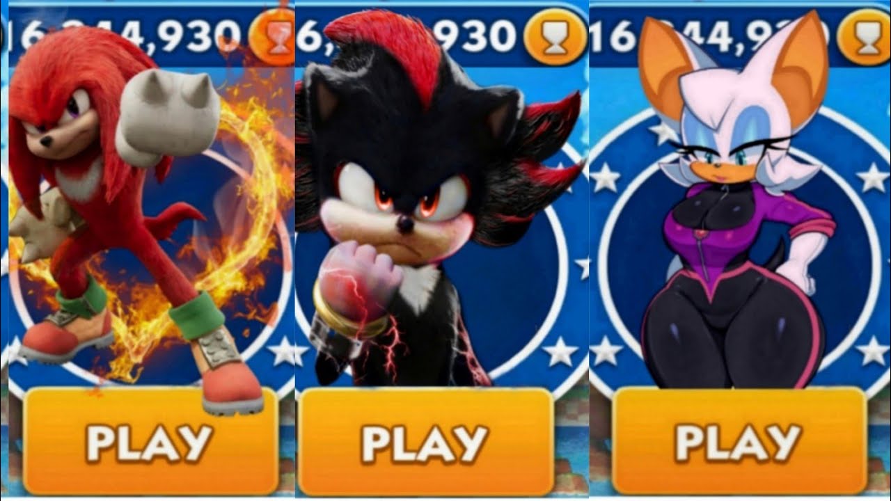 Sonic Dash - Hunter Knuckles VS Sir Shadow VS Rouge Dash _ Movie Sonic ...