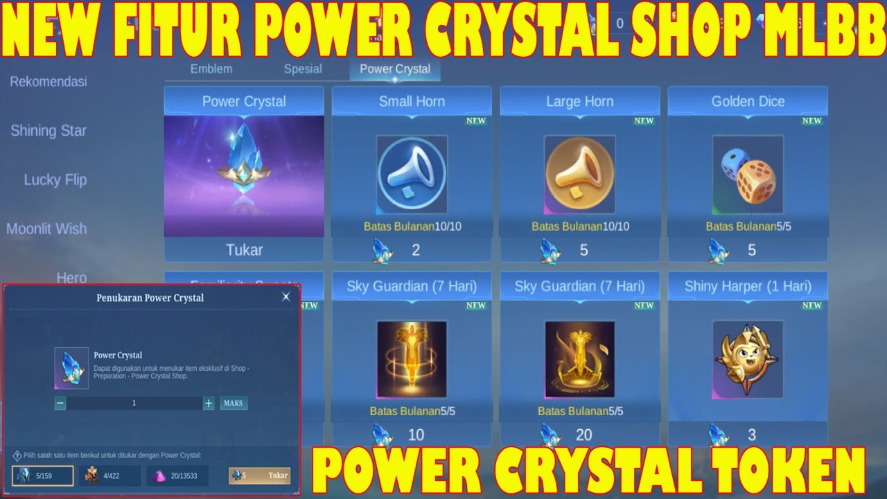 PAKAI TOKEN POWER CRYSTAL BORONG ITEM LIMITED MOBILE LEGENDS YouTube