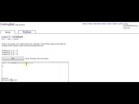 Logic 2 (loneSum) Java Tutorial || Codingbat.com