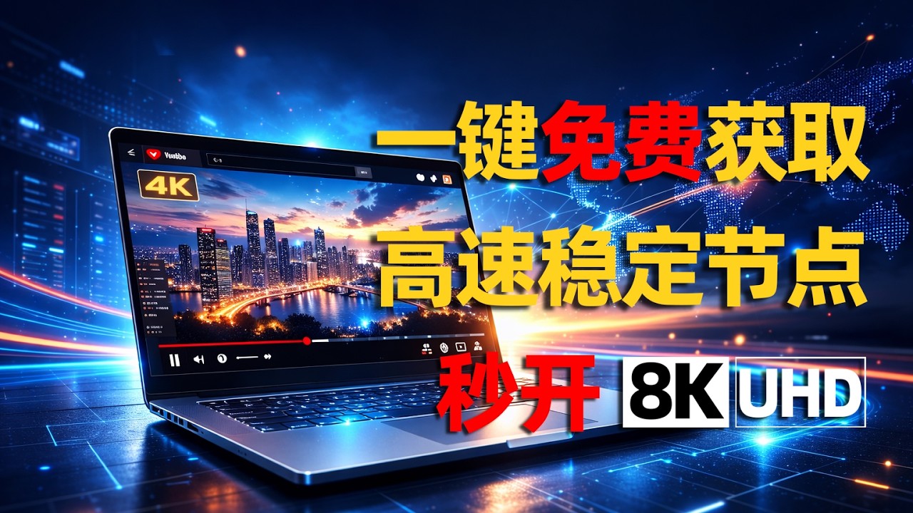 完全免费，2026最新一键获取高速代理节点，新手福利，秒开4K,8K视频，解锁全球流媒体|Netflix|奈飞