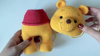 Sew the head to body - crochet Pooh bear