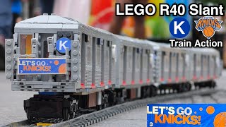 Lego MTA Subway Special Action - LEGO R40 Slant K New York Knicks Train Action! + Bonus!