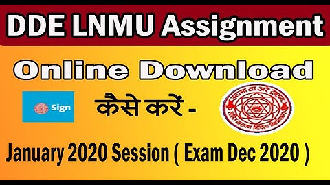 DDE LNMU Assignment Question January 2020,