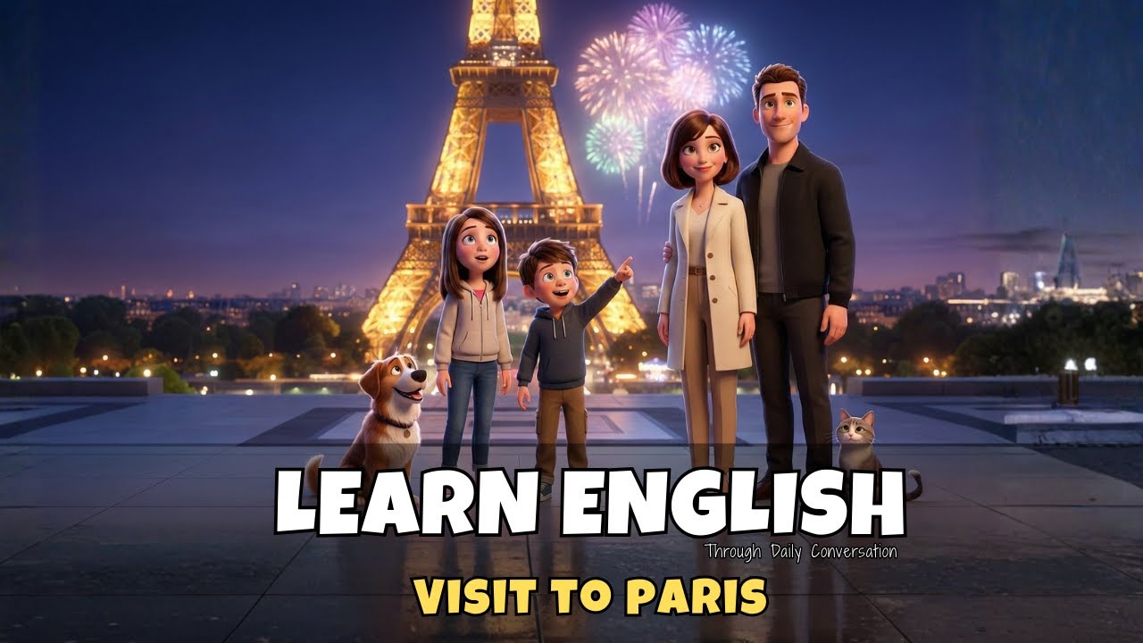 A Visit To Paris - English Conversation & Listening Practice Story ( A1 A2 )