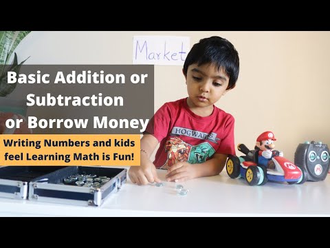Math Concepts for kids(3-6 yrs old) | Writing, Adding, borrowing money concepts through Pretend play