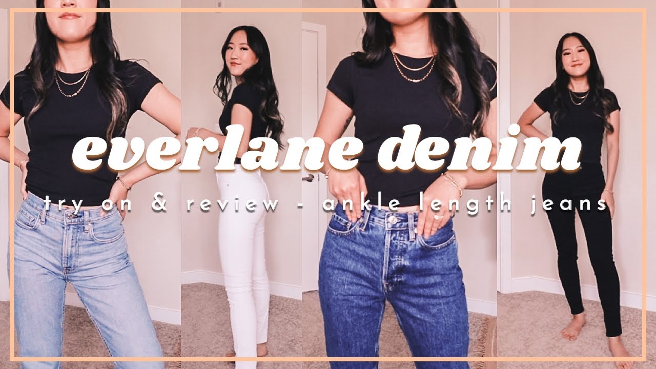 EVERLANE DENIM TRY ON | everlane jeans review | 90s cheeky, originial cheeky,  straight, skinny, etc. - YouTube