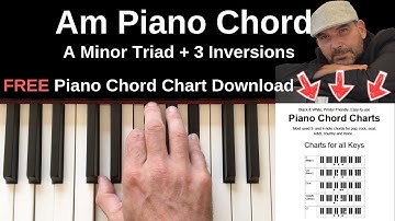 Am Chord Piano | A Minor Triad + Inversions Tutorial + FREE Chord Chart