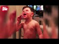 Little chap has 'had it up to here' with his Mrs
