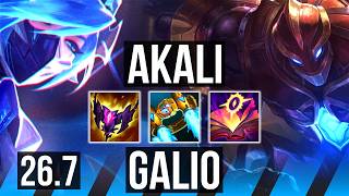 AKALI vs GALIO (MID) | 49K damage | EUW Challenger | 26.7