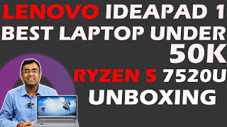 Lenovo Laptop Idepad 1 Ryzen 5 7520U 15AMN7 Best laptop under 50000 unboxing & Review Radeon Hindi