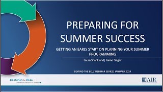 Preparing for Summer Success: Getting an Early Start on Planning Your Summer Programming