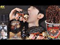 ASMR BLACK FOOD PARTY 고스트페퍼 라면 햄버거 젤리 먹방 BURGER GHOSTPEPPER NOODLE JELLY MUKBANG EATING SOUNDS モッパン
