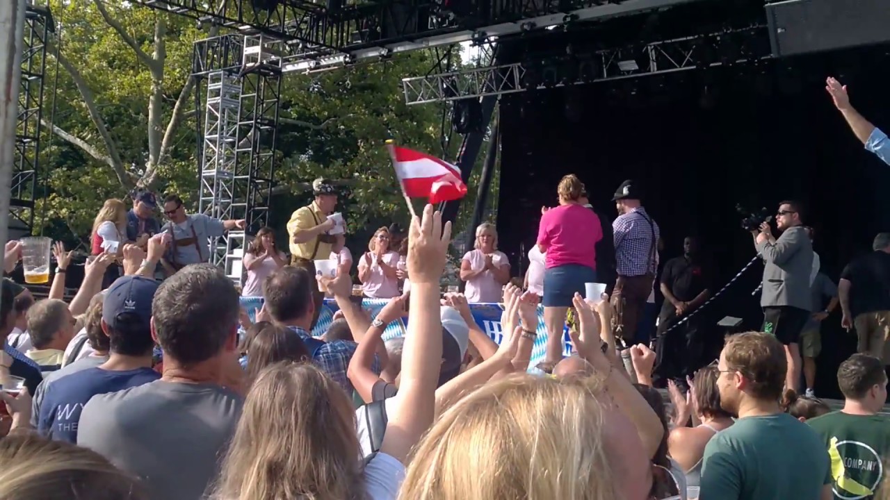 Womens Beer Stien holding Competition NYC Oktoberfest 2018