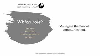 Roles of the Medical Interpreter Quiz - Question 1: Managing the flow of communication
