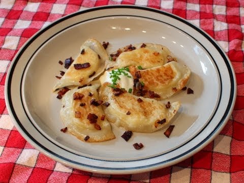 Cheater Pierogi - Potato & Cheese Dumplings with Bacon and Onions