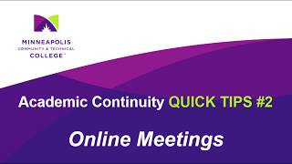 Quick Tips 2: Online Meetings
