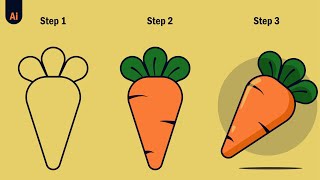 How to draw  carrot in Adobe IllustratorTutorial (step by step)