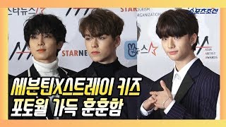 세븐틴X스트레이 키즈SeventeenStray Kids 포토월 가득 훈훈함 2018 아시아 아티스트 어워즈