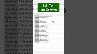 Split Text into Columns | Split Names & Addresses in Excel #excel #explore