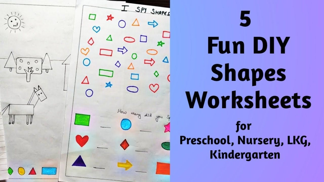 daily practice shapes worksheets 5 fun shapes worksheets for kindergarten lkg nursery preschool youtube