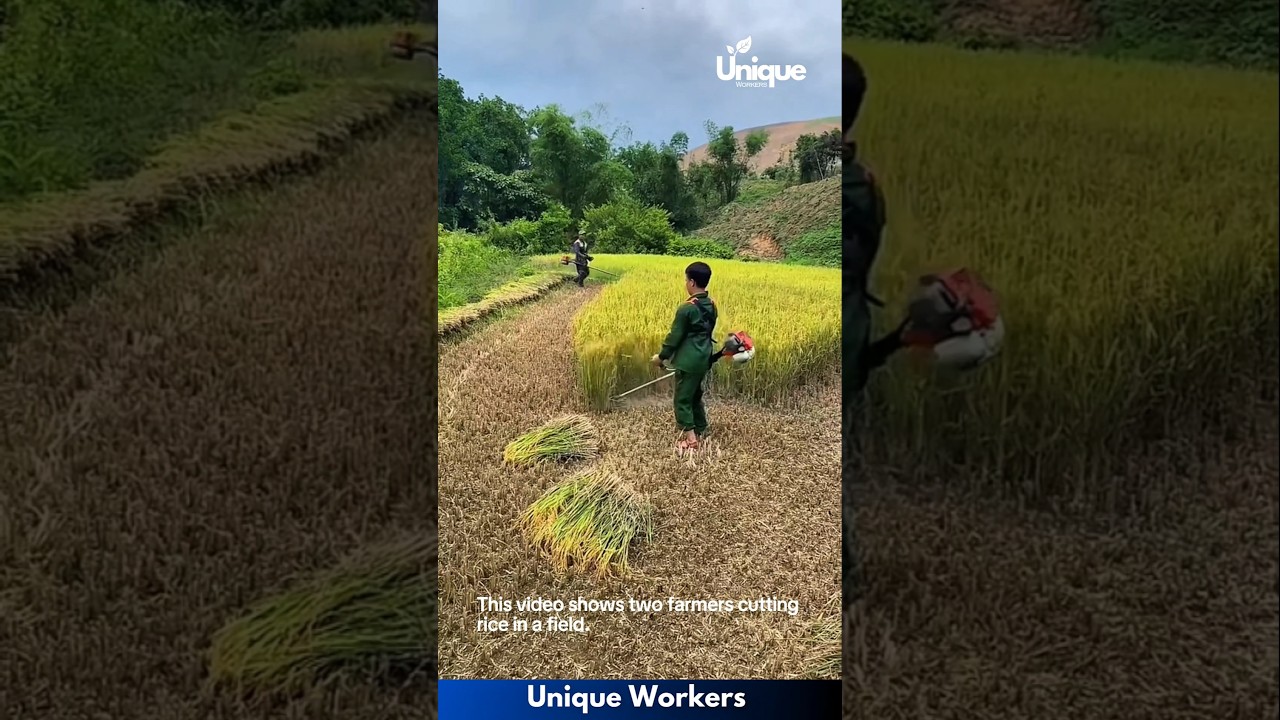 Rice harvesting in vietnam- The workers do their job perfectly || 