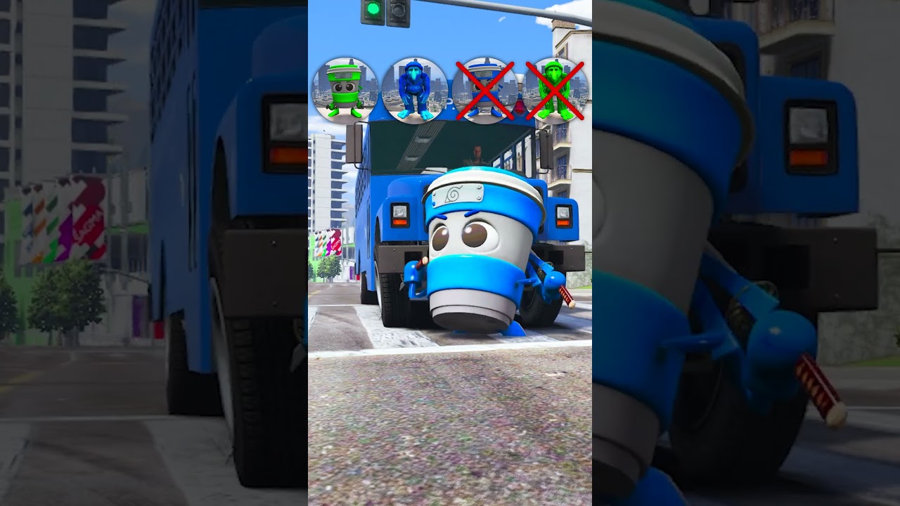 POLICE BUS CHALLENGE BRAINROT RAINBOW brr brr patapim cappuccino assassino in GTA 5 