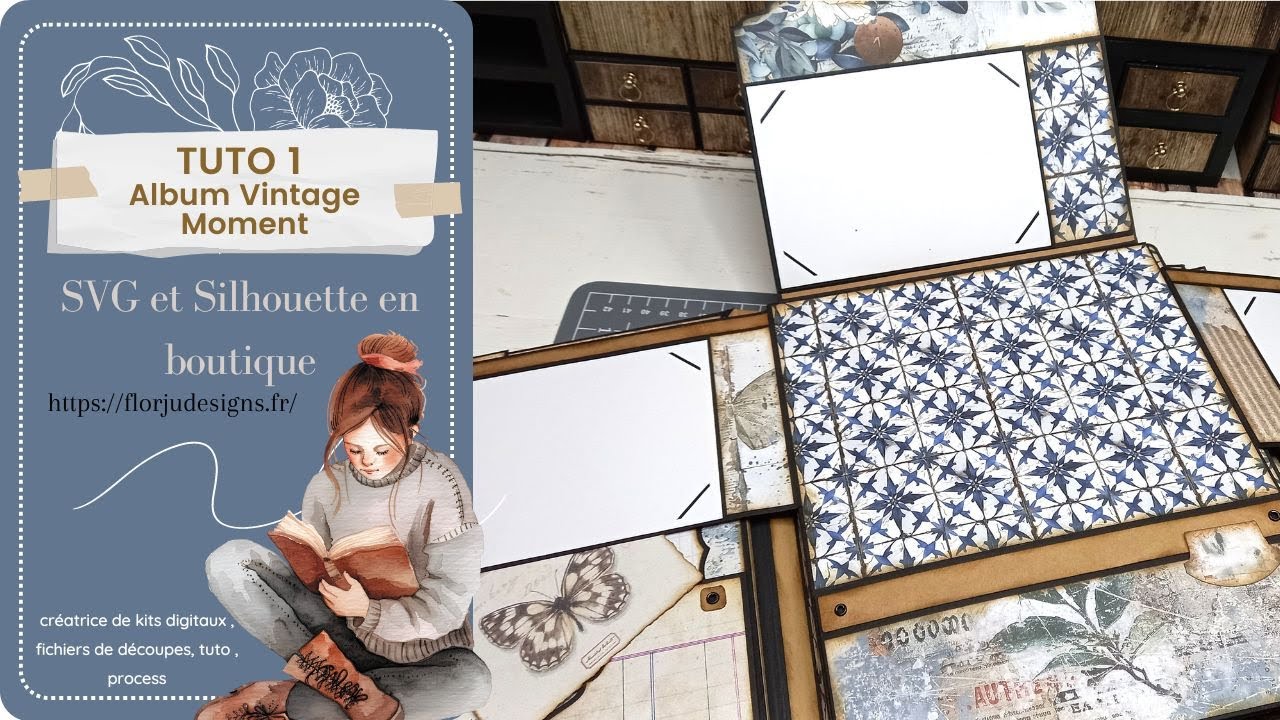 TUTO 1 Grand album Vintage Moment photos 9x13cm , Base de page et page 1  